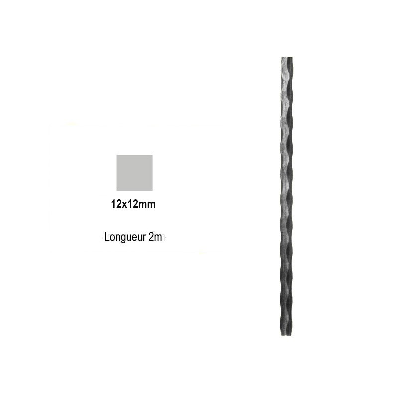 barres martelées profilés martelés 4 faces 2m en 12x12 et 14x14mm