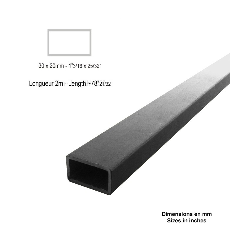 Barres acier tubes rectangulaires 30x20 à 80x40mm long.2m ou 3m