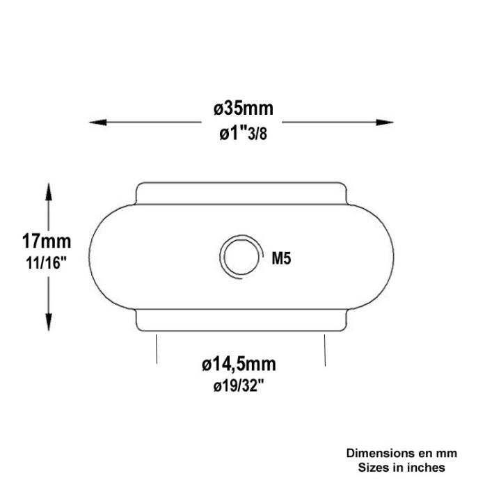 Olives fines basses en fonte avec vis M5 de balustres ø14 ou 16mm