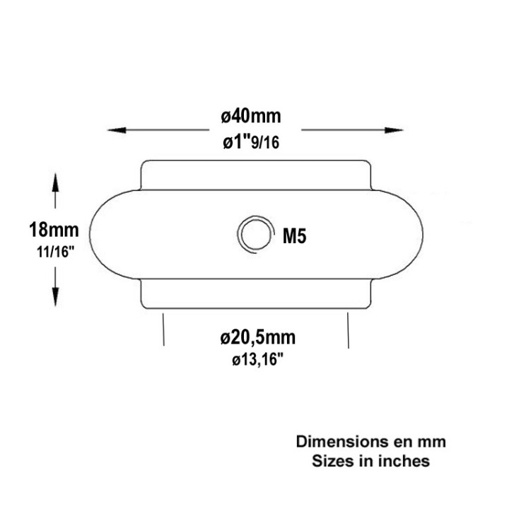 Olives fines et basses en fonte avec vis M5 pour balustres ø20mm