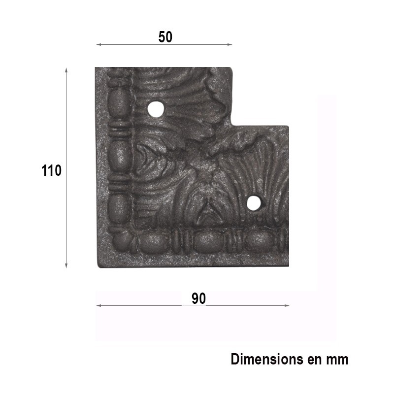 moulure d'applique en fonte et son décor d'angle pour portillons