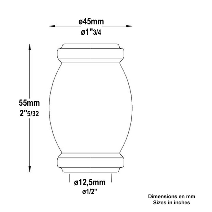 Grosses garnitures acier à souder hauteur 54mm rond ø12 à 16mm