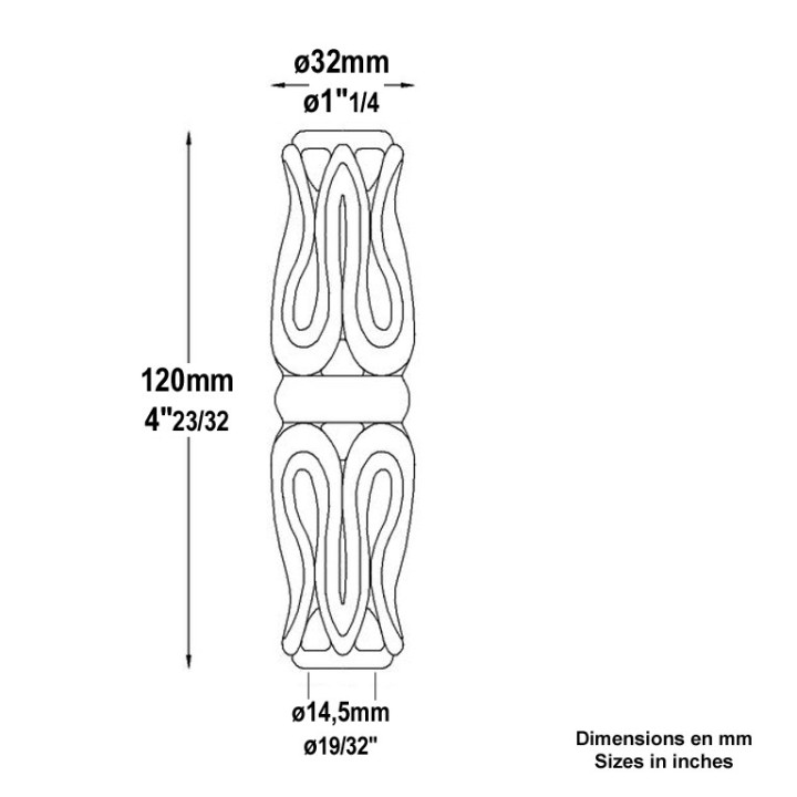 Garnitures hautes nervurées en acier hauteur 120mm ronds ø14mm