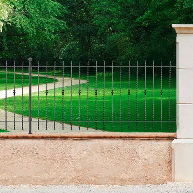 Clôture en fer forgé Bologna gamme Linéar haut. 930mm à 1430mm