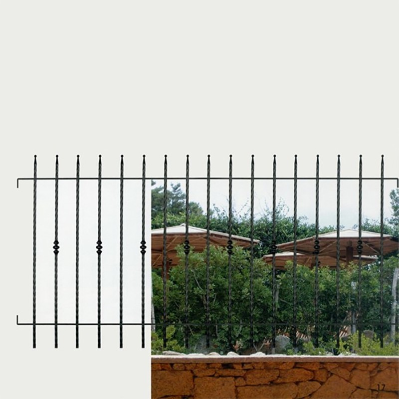 Clôture en fer forgé Bologna gamme Linéar haut. 930mm à 1430mm