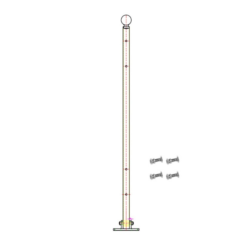 Poteaux GPF10 ou 12 à fixer sur muret hauteur 1000mm ou 1200mm