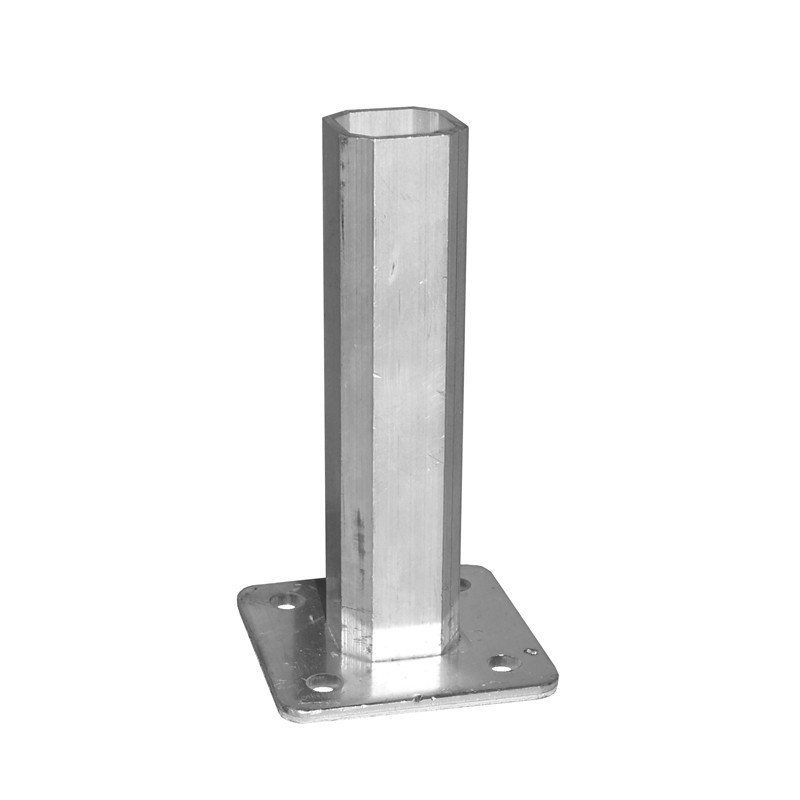 Pied platine en aluminium pour fixation au sol des pieds pergolas