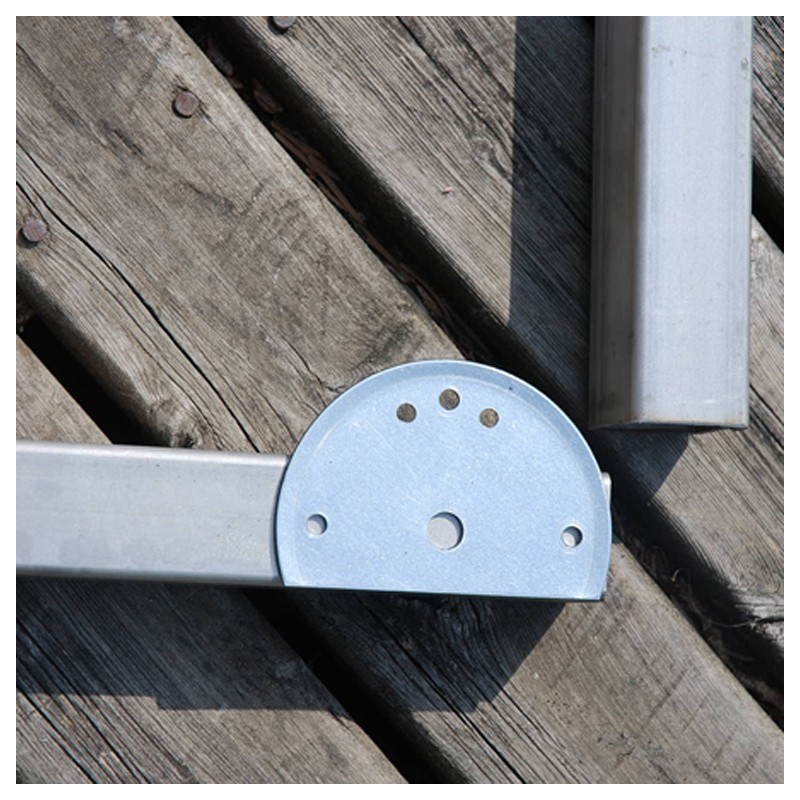Platine semi circulaire Ø105mm pour fixation aux pieds des pergolas