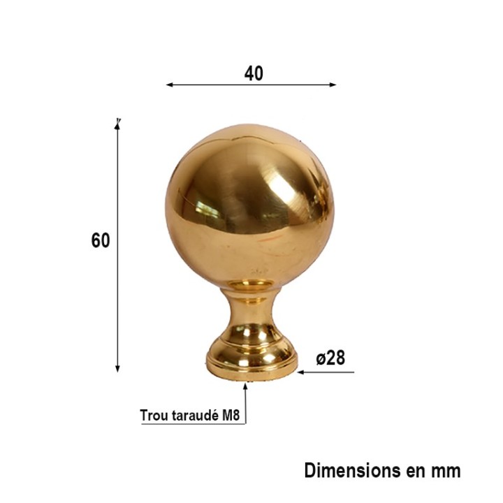 Boules de départs d'escaliers pommeaux en laiton poli verni