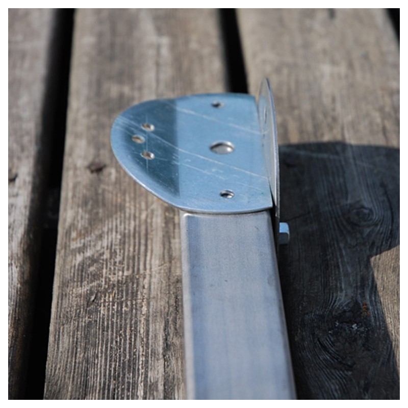 Platine semi circulaire 105mm pour fixation rampants de pergolas