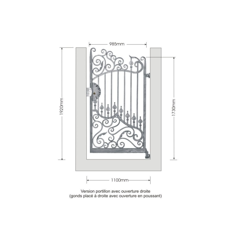 Portillons DIANA 1100mm 14x14mm ouverture droite ou gauche