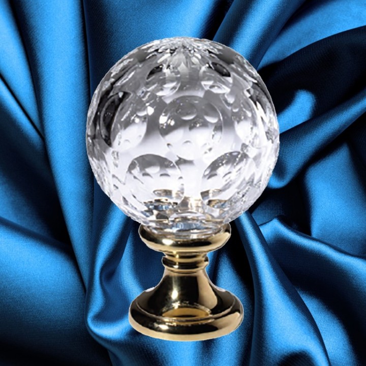Boules d'escalier en cristal soufflé monté sur embase en bronze
