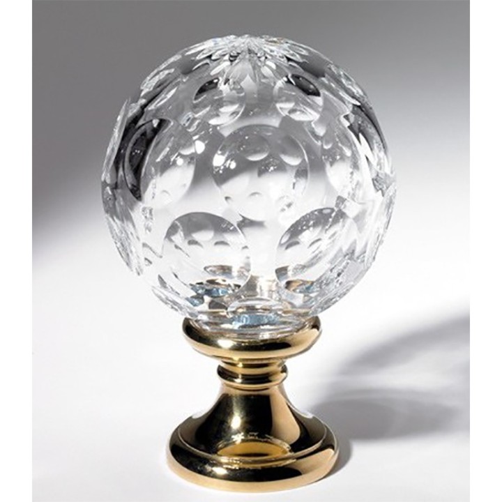 Boules d'escalier en cristal soufflé monté sur embase en bronze