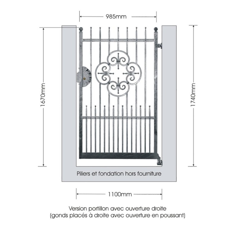 Portillons DEMETRA 1100mm Ø 14 mm ouverture droite ou gauche