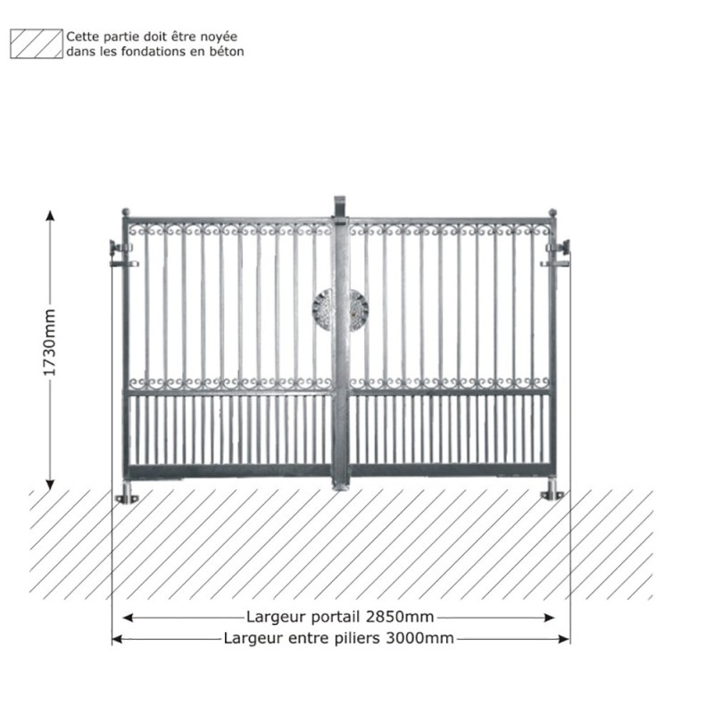 Portail GEA 3000mm avec ouverture manuelle ou mécanisable