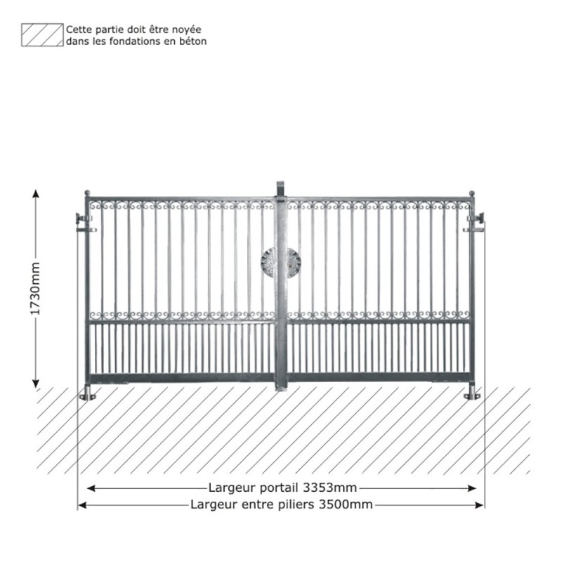 Portail GEA 3500mm avec ouverture manuelle ou mécanisable