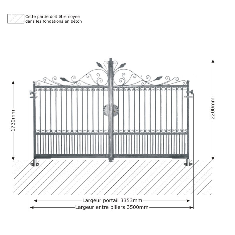 Portail ARTEMIDE 3500mm avec ouverture manuelle ou mécanisable