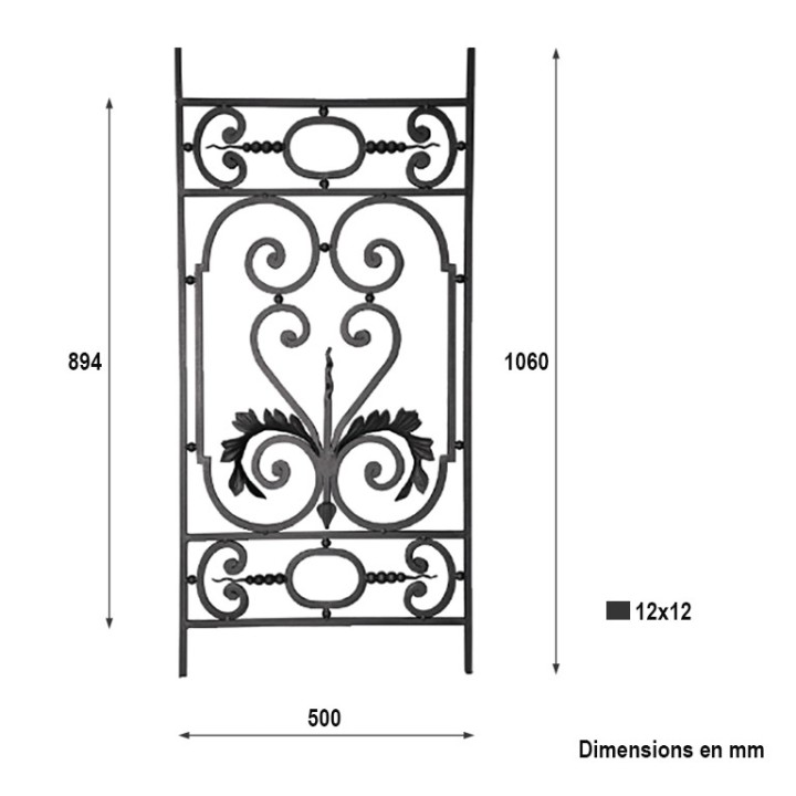 Panneau décoratif en 12x12mm style ART DECO colutes à noyaux