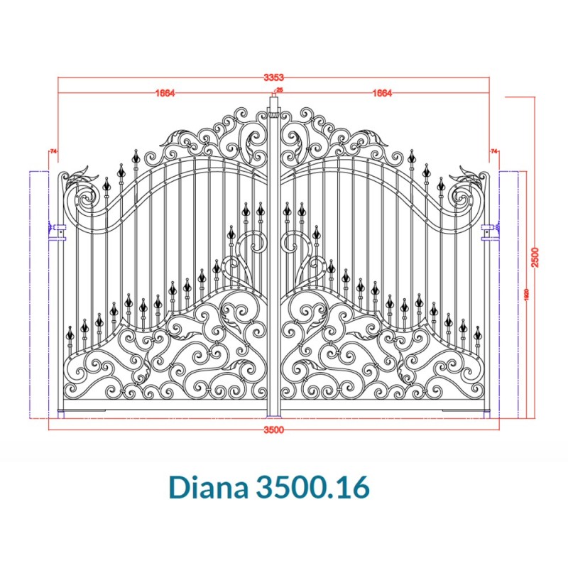 Portail DIANA 3500mm avec ouverture manuelle ou mécanisable