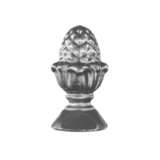 Pomme de pin, pommeau en acier forgé avec base carrée à souder