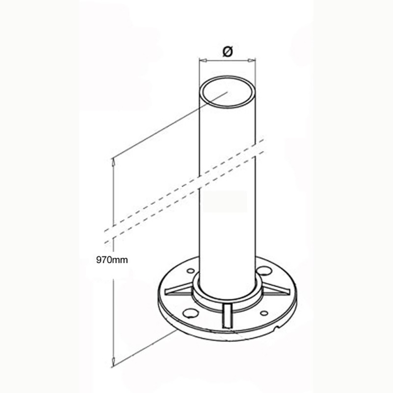 Poteaux AISI 316 Ø42,4mm haut 970mm avec platine et sans trou