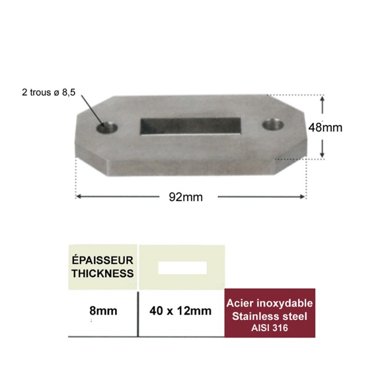 embase, bride, plaque de fixation, plaque au sol, embase inox