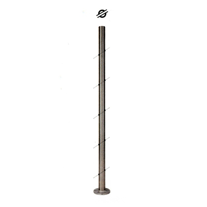 Poteaux ronds ou carrés inox avec platines traversants pour câbles