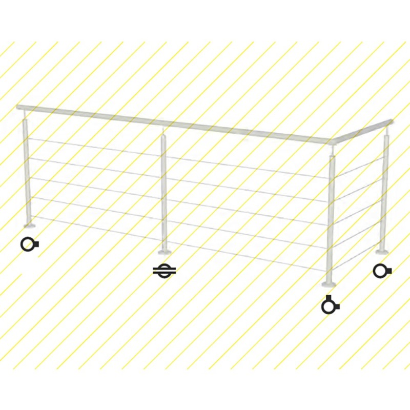 Poteaux ronds ou carrés inox avec platines traversants pour câbles