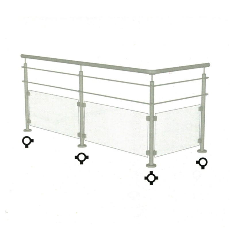 Poteaux ronds ou carrés inox avec platines pour verres et cables