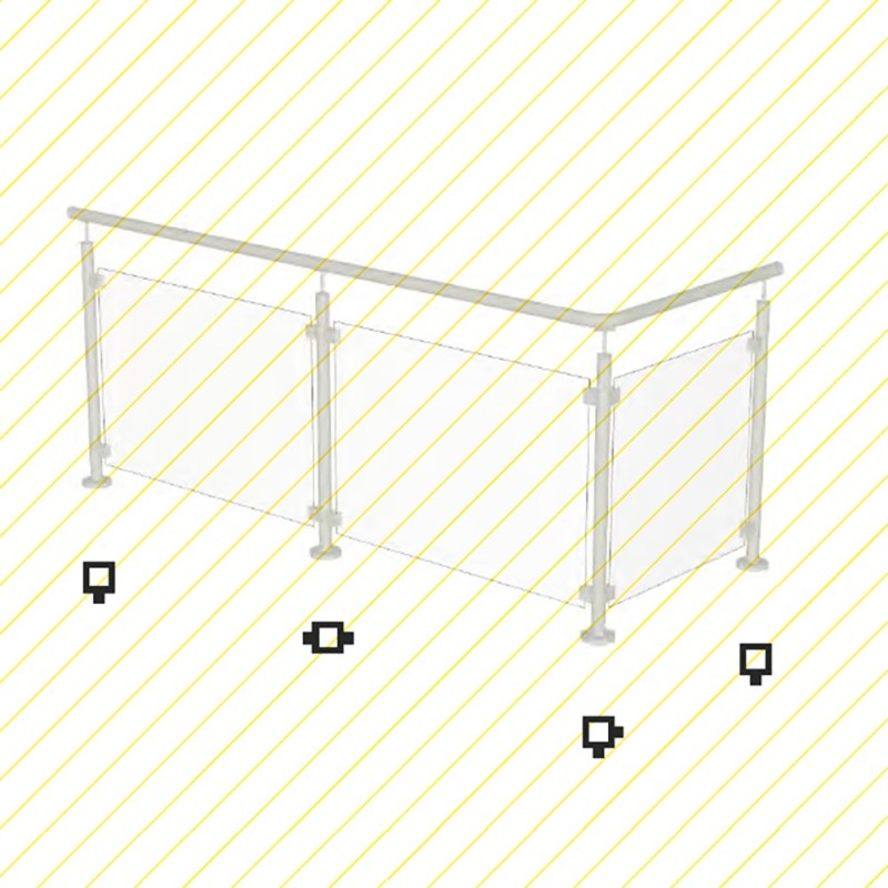 Poteaux ronds ou carrés inox avec platines pour montage des verres