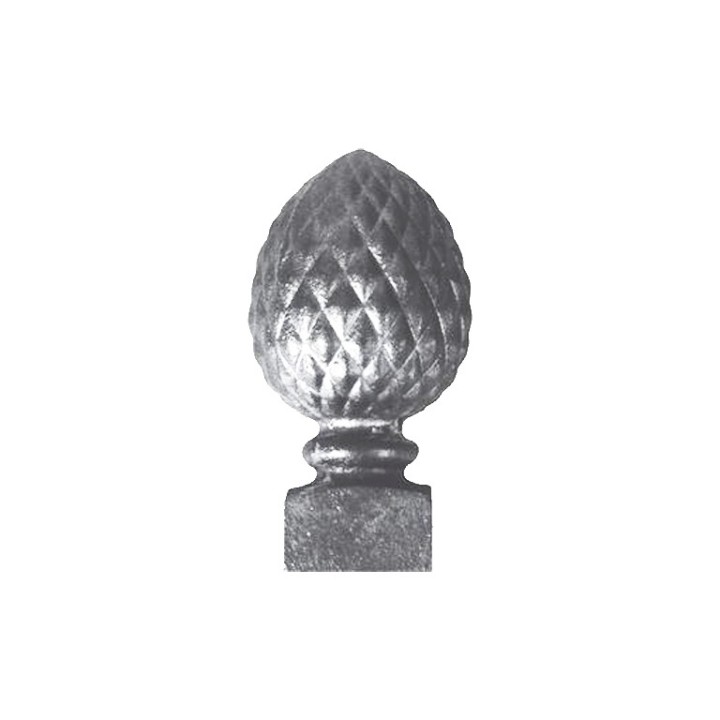 Pommeau avec boule pomme de pin à base carrée et insert métal