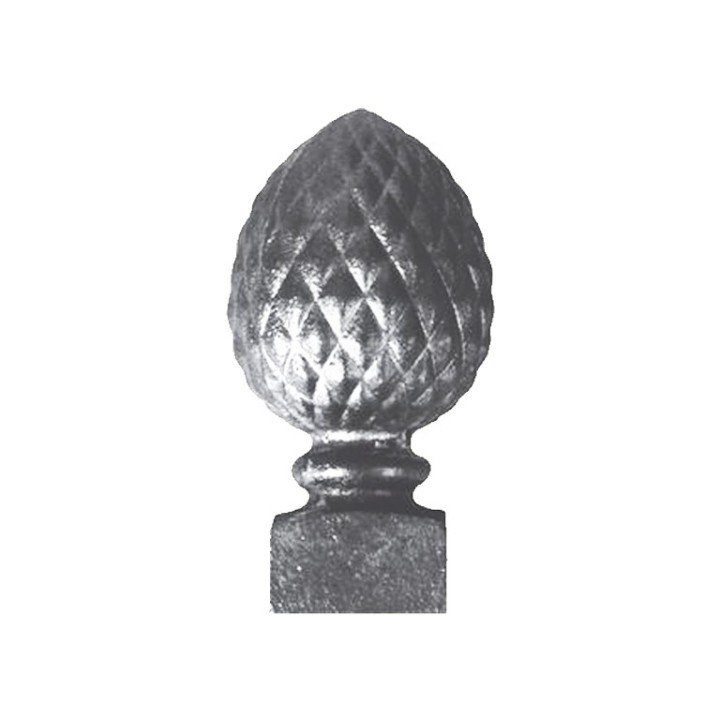 Pommeau avec boule pomme de pin à base carrée et insert métal
