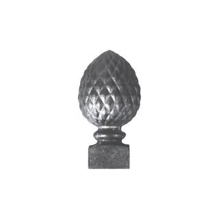 Pommeau avec boule pomme de pin à base carrée et insert métal