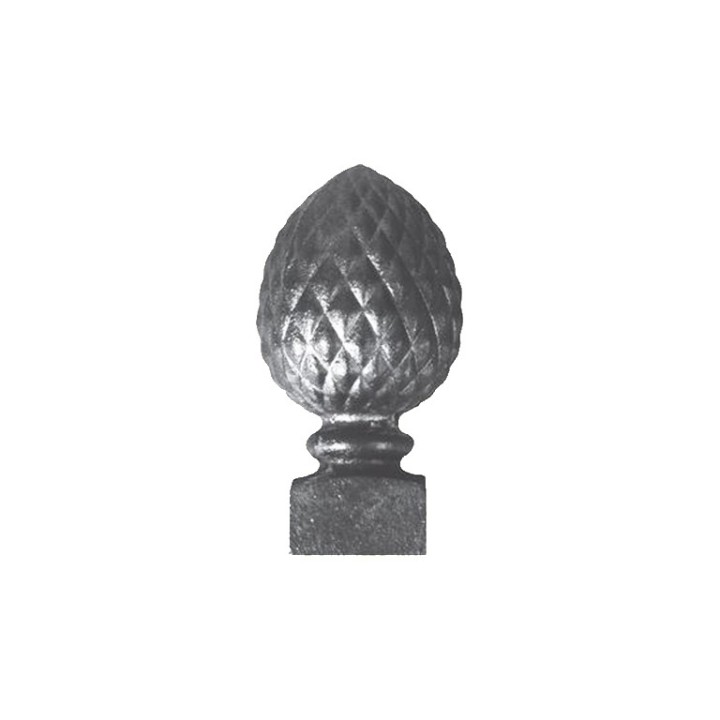 Pommeau avec boule pomme de pin à base carrée et insert métal
