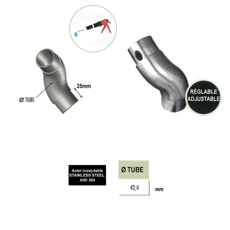 Connecteurs articulables réglables pour mains courantes en inox