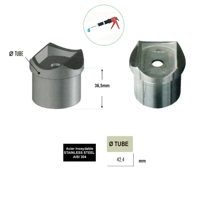 Supports axials droits en inox 304 ou 316 pour mains courantes