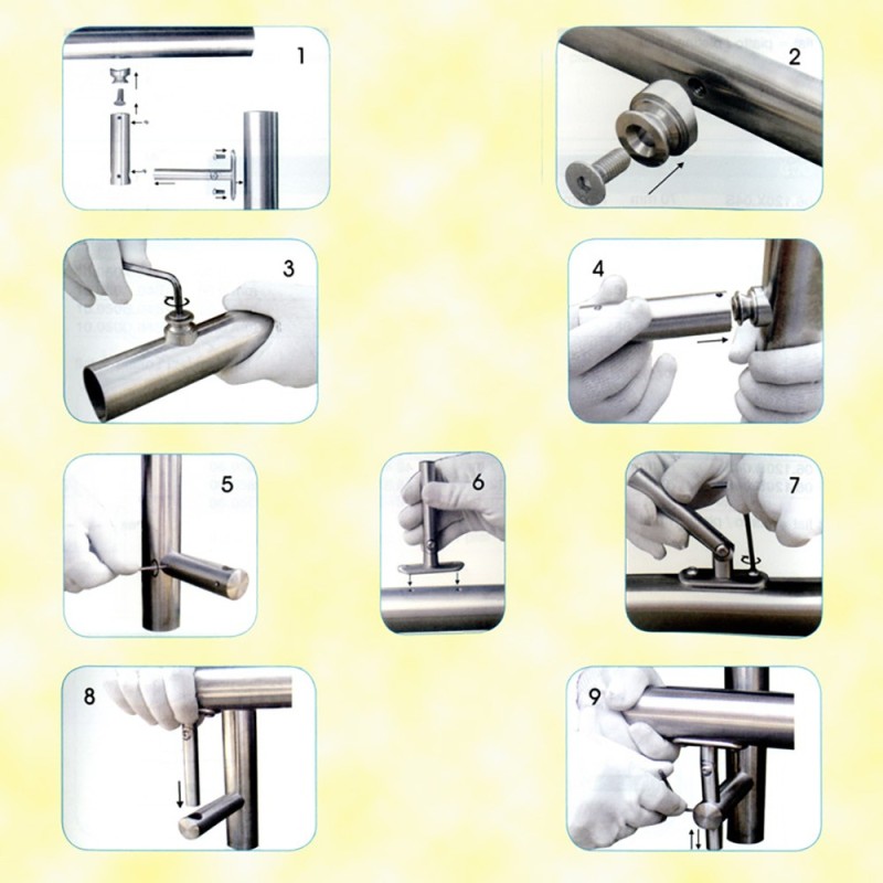 Support déporté coudé pour poteaux inox Ø42,4mm et tubes ronds
