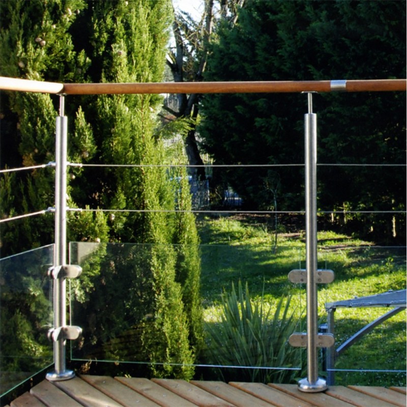 Supports muraux de mains courantes tubulaires en acier inox ou bois