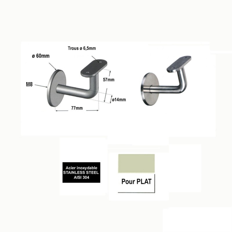 Supports muraux à sceller de mains courantes plates ou carrées