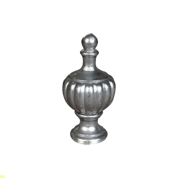 Pommeau boule nervurée en aluminium hauteur 128mm ø65mm