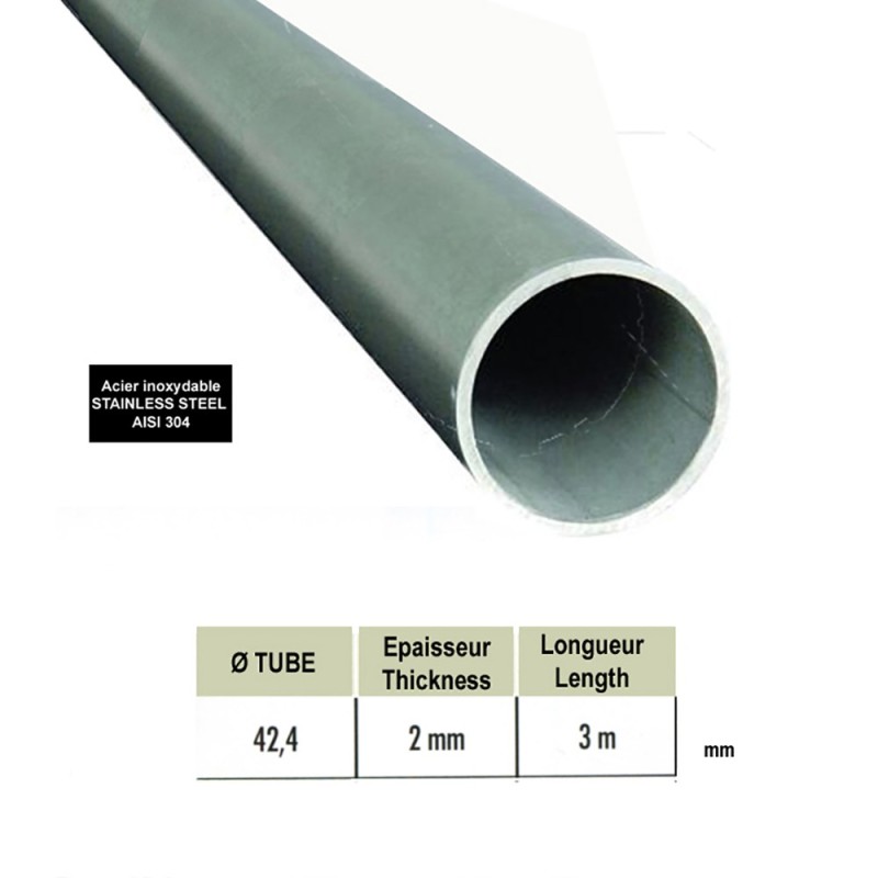 Tubes carrés 40x40mm et ronds 42,4mm ou 48,3mm inox 304 ou 316