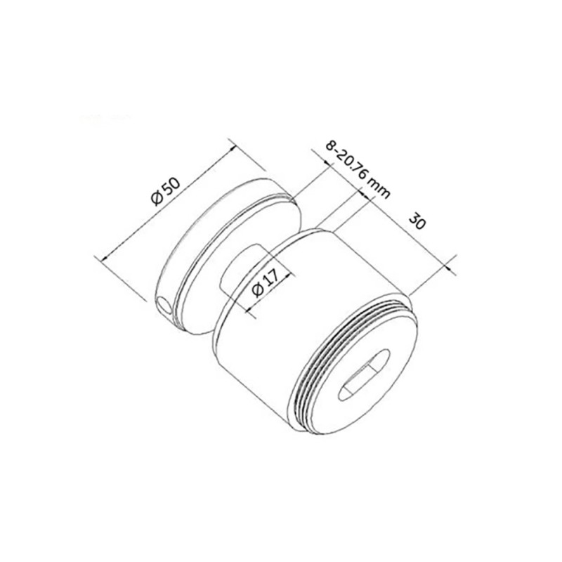 Entretoise réglable pour verres de 8mm à 20,76mm fixation latérale