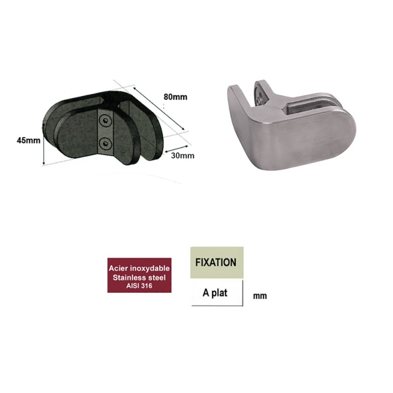 Pinces à verres d'angle hauteur 45mm épaisseur 8,76 à 12,76mm