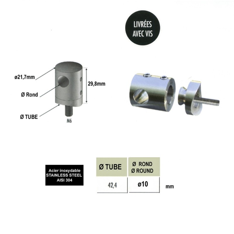 Connecteur en applique de poteau rond ou carré pour ronds 10 à 14