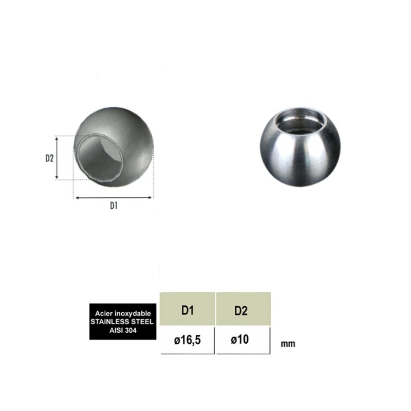 Boules de finition pour rond Ø10mm, Ø12mm et Ø14mm inox 304 316