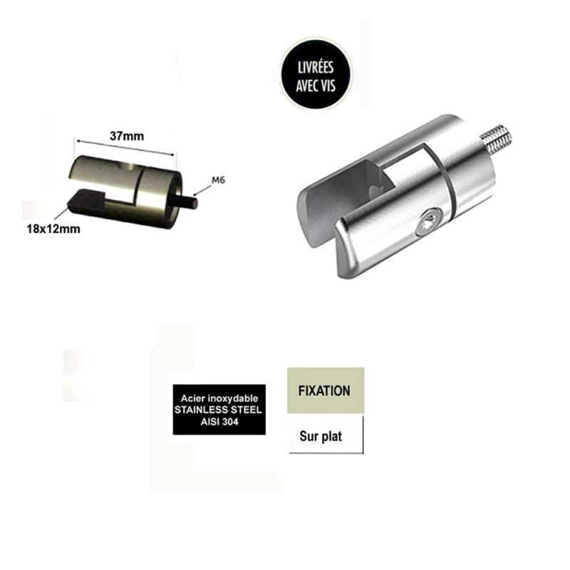 Connecteur en applique de profil d'encadrement 18x12mm inox 304