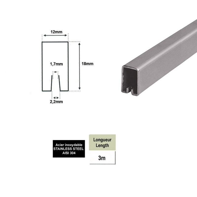 Profils d'encadrement 18x12mm longueur 3m INOX 304 pour tôles
