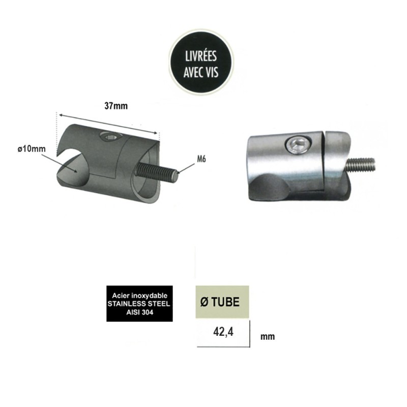 connecteurs en applique pour profil d'encadrement inox 304