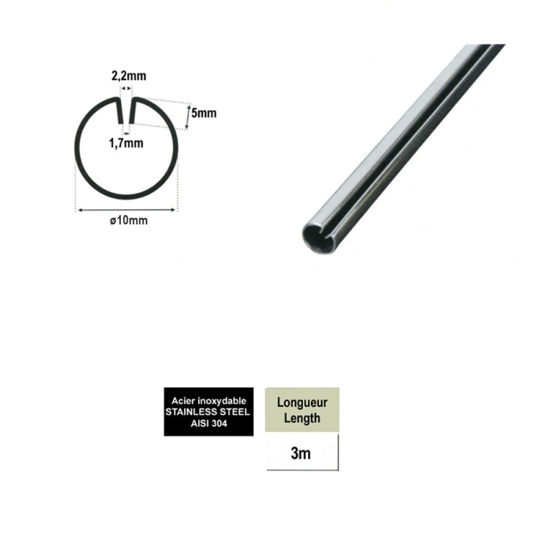 Profils d'encadrement Ø10mm ou Ø18mm en INOX 304 pour tôles