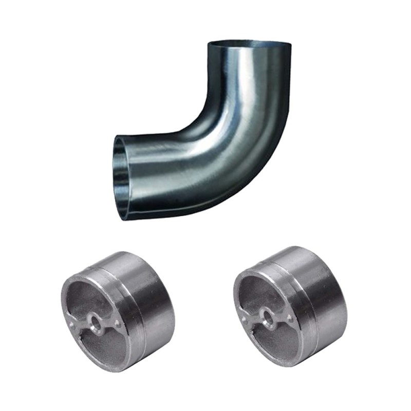 Connecteurs coudés inox 304 et 316 de mains courantes bois Ø42mm
